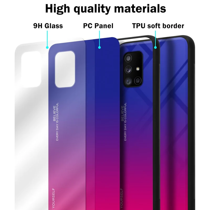 Cadorabo Hülle kompatibel mit Samsung Galaxy A71 5G Zweifarbige Schutzhülle aus Tempered Glas und TPU Silikon