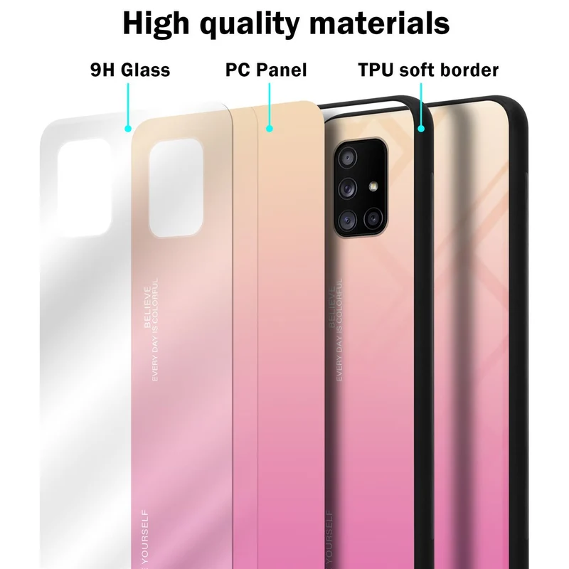 Cadorabo Hülle kompatibel mit Samsung Galaxy A71 5G Zweifarbige Schutzhülle aus Tempered Glas und TPU Silikon