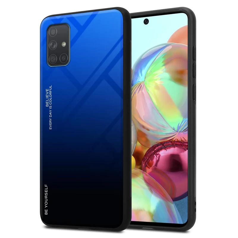 Cadorabo Hülle kompatibel mit Samsung Galaxy A71 4G Zweifarbige Schutzhülle aus Tempered Glas und TPU Silikon