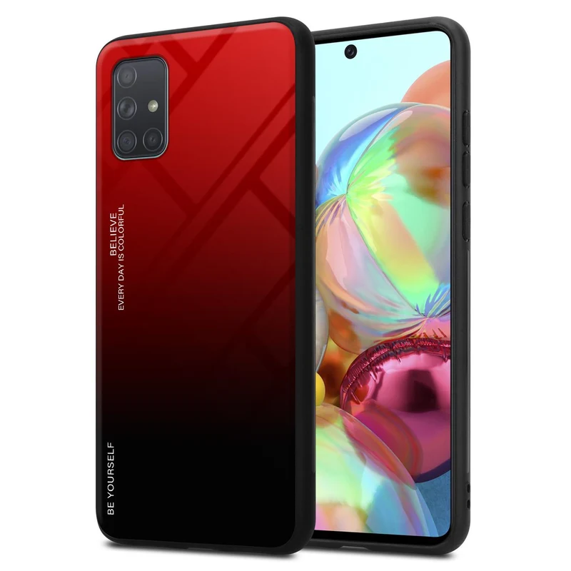 Cadorabo Hülle kompatibel mit Samsung Galaxy A71 4G Zweifarbige Schutzhülle aus Tempered Glas und TPU Silikon