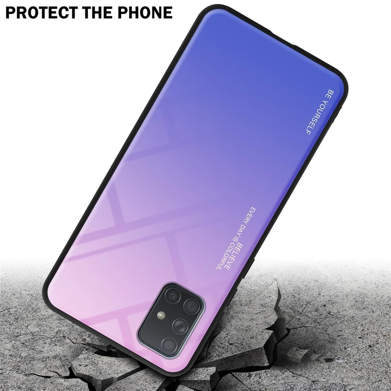 Cadorabo Hülle kompatibel mit Samsung Galaxy A71 4G Zweifarbige Schutzhülle aus Tempered Glas und TPU Silikon