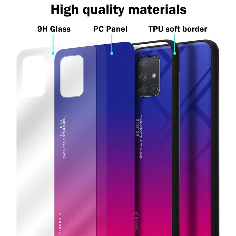 Cadorabo Hülle kompatibel mit Samsung Galaxy A71 4G Zweifarbige Schutzhülle aus Tempered Glas und TPU Silikon
