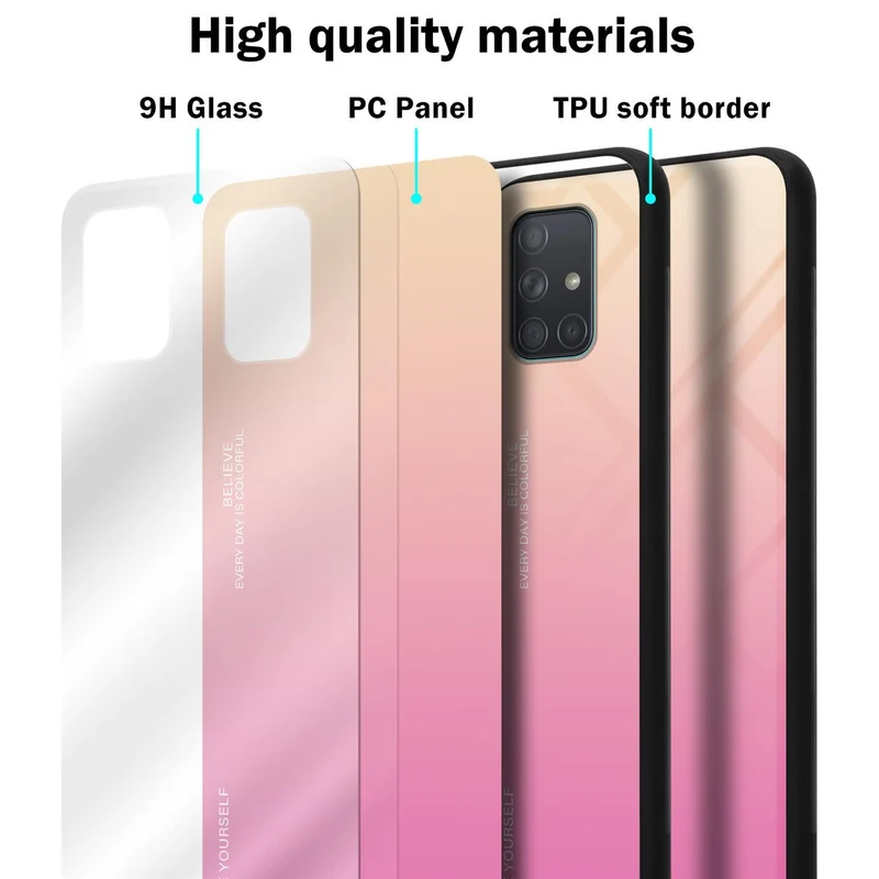 Cadorabo Hülle kompatibel mit Samsung Galaxy A71 4G Zweifarbige Schutzhülle aus Tempered Glas und TPU Silikon