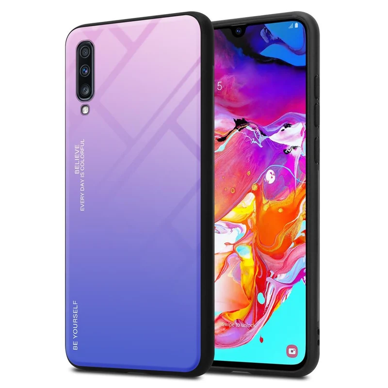 Cadorabo Hülle kompatibel mit Samsung Galaxy A70 / A70s Zweifarbige Schutzhülle aus Tempered Glas und TPU Silikon