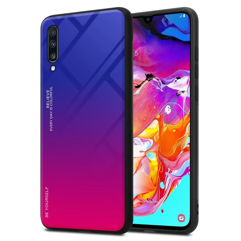 Cadorabo Hülle kompatibel mit Samsung Galaxy A70 / A70s Zweifarbige Schutzhülle aus Tempered Glas und TPU Silikon