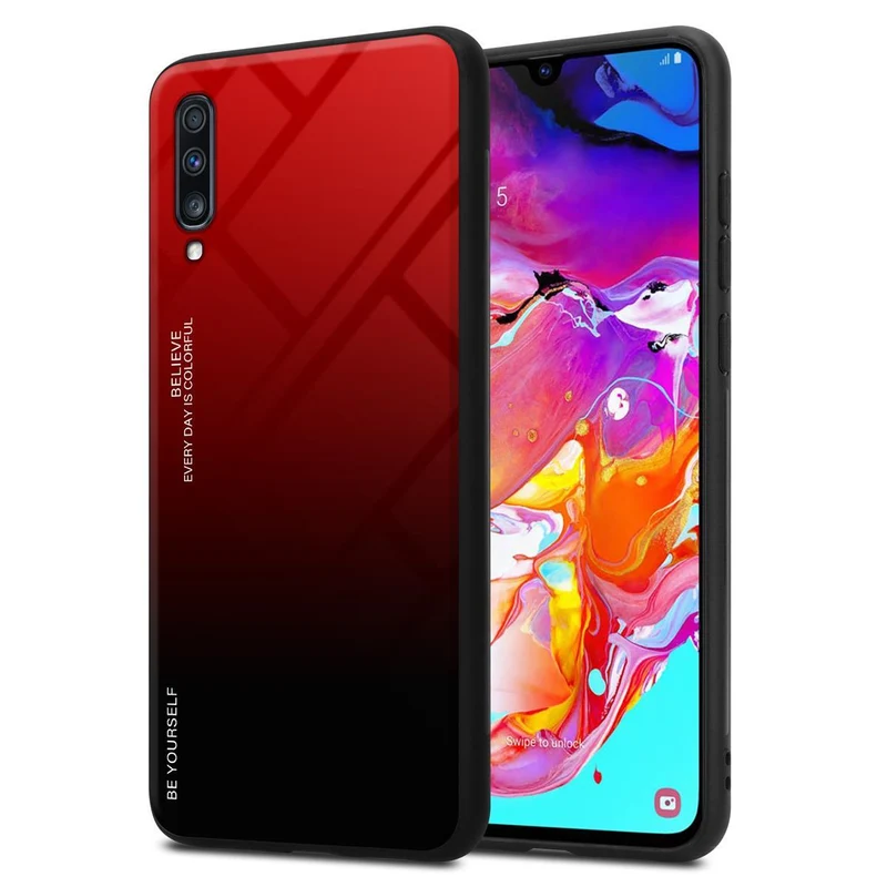 Cadorabo Hülle kompatibel mit Samsung Galaxy A70 / A70s Zweifarbige Schutzhülle aus Tempered Glas und TPU Silikon