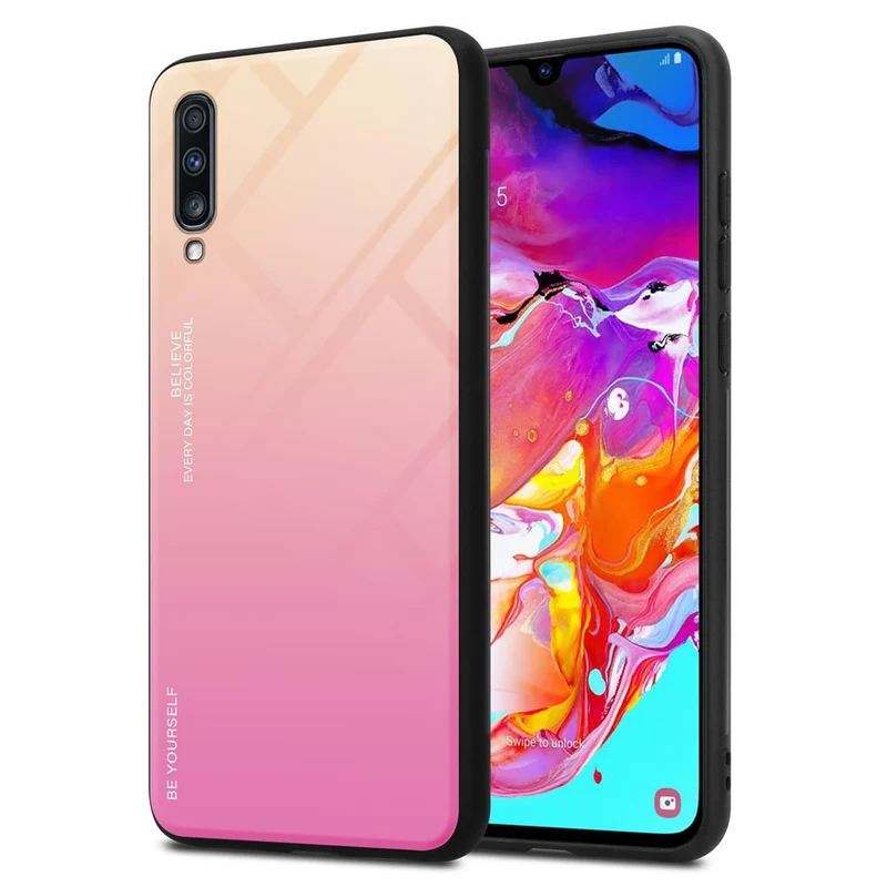 Cadorabo Hülle kompatibel mit Samsung Galaxy A70 / A70s Zweifarbige Schutzhülle aus Tempered Glas und TPU Silikon