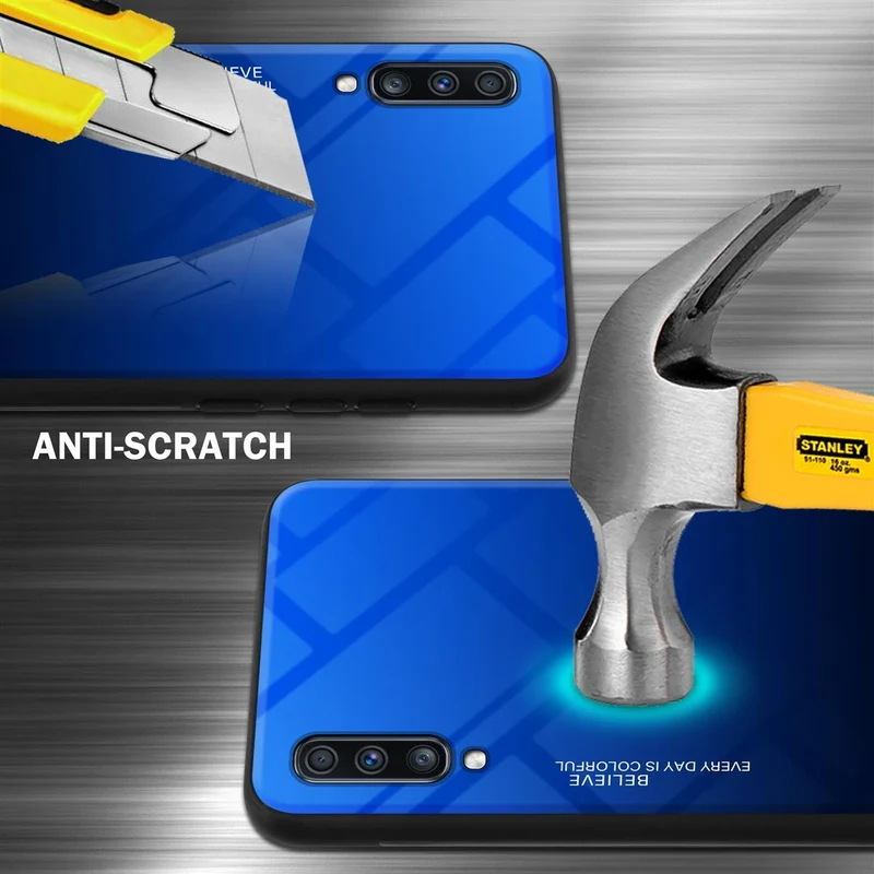 Cadorabo Hülle kompatibel mit Samsung Galaxy A70 / A70s Zweifarbige Schutzhülle aus Tempered Glas und TPU Silikon