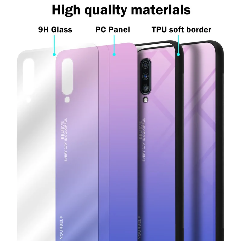 Cadorabo Hülle kompatibel mit Samsung Galaxy A70 / A70s Zweifarbige Schutzhülle aus Tempered Glas und TPU Silikon