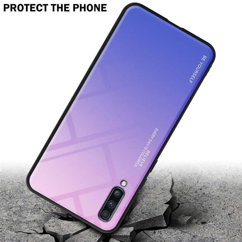 Cadorabo Hülle kompatibel mit Samsung Galaxy A70 / A70s Zweifarbige Schutzhülle aus Tempered Glas und TPU Silikon