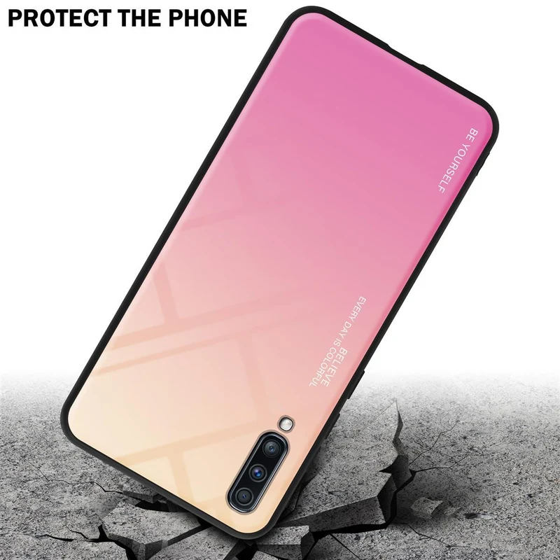 Cadorabo Hülle kompatibel mit Samsung Galaxy A70 / A70s Zweifarbige Schutzhülle aus Tempered Glas und TPU Silikon