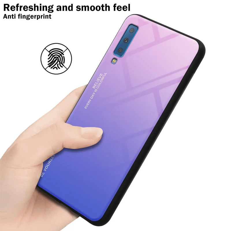 Cadorabo Hülle kompatibel mit Samsung Galaxy A7 2018 Zweifarbige Schutzhülle aus Tempered Glas und TPU Silikon