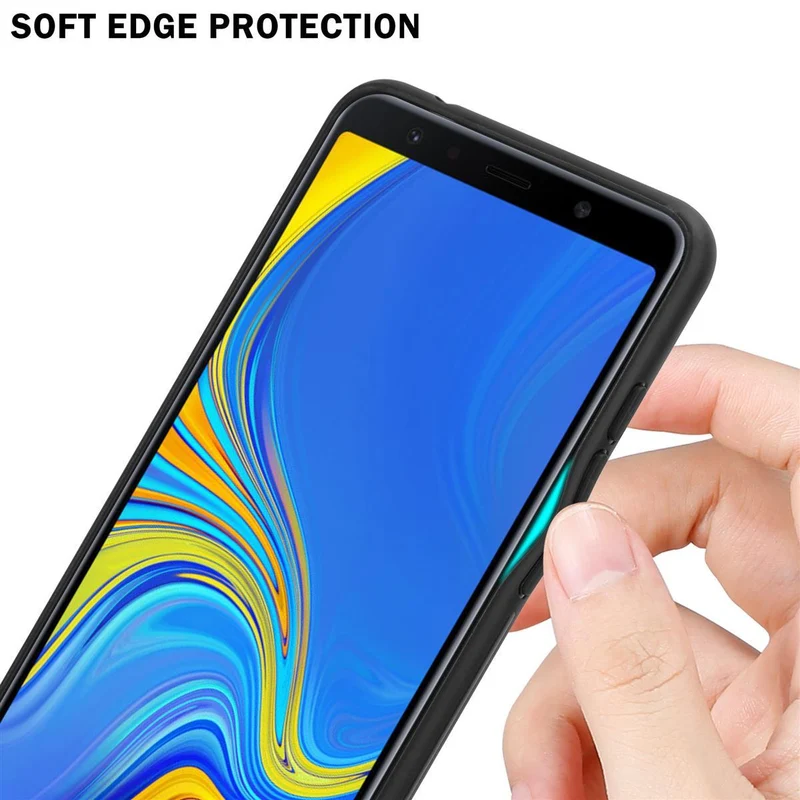 Cadorabo Hülle kompatibel mit Samsung Galaxy A7 2018 Zweifarbige Schutzhülle aus Tempered Glas und TPU Silikon