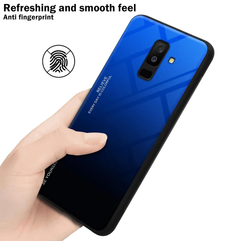 Cadorabo Hülle kompatibel mit Samsung Galaxy A6 PLUS 2018 Zweifarbige Schutzhülle aus Tempered Glas und TPU Silikon
