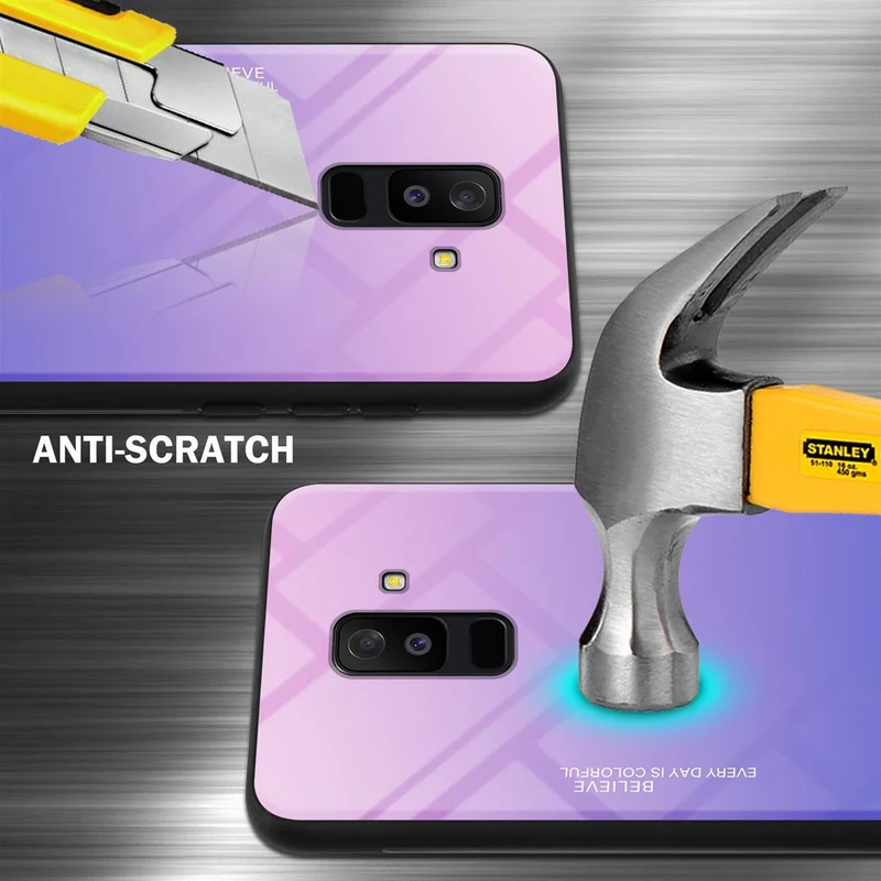Cadorabo Hülle kompatibel mit Samsung Galaxy A6 PLUS 2018 Zweifarbige Schutzhülle aus Tempered Glas und TPU Silikon