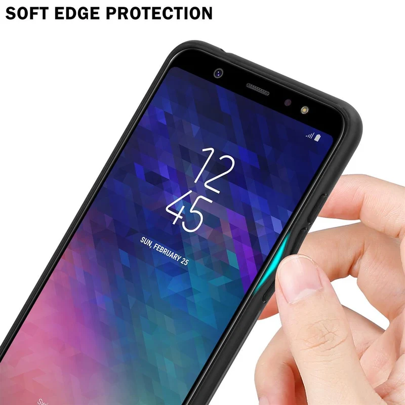 Cadorabo Hülle kompatibel mit Samsung Galaxy A6 PLUS 2018 Zweifarbige Schutzhülle aus Tempered Glas und TPU Silikon