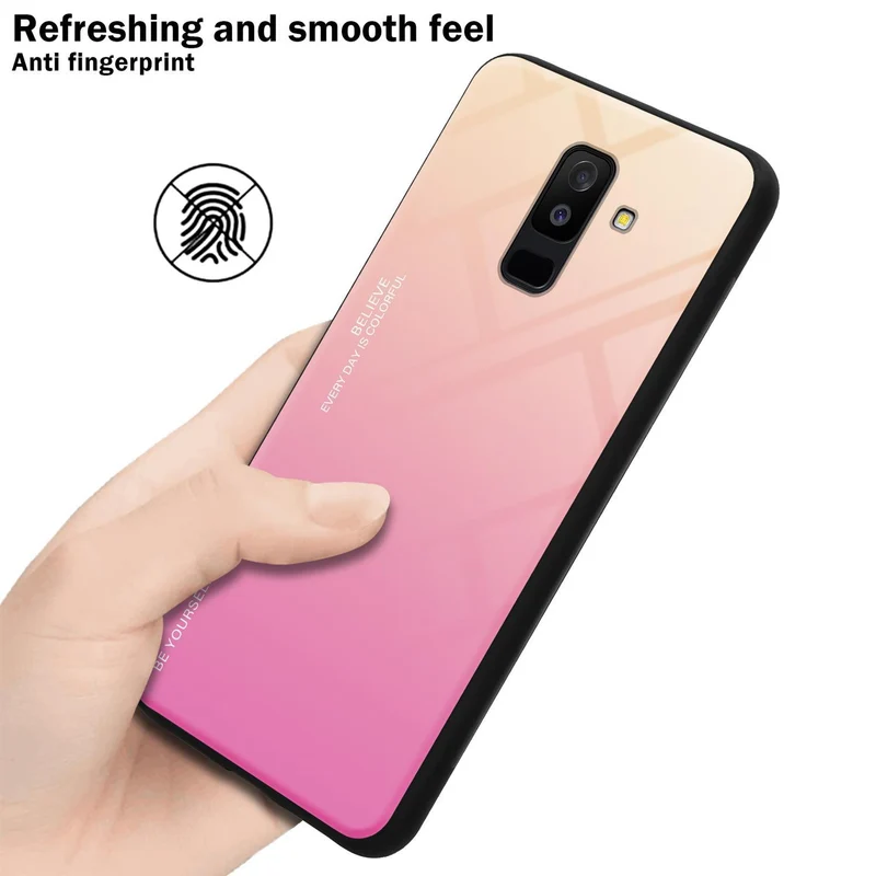 Cadorabo Hülle kompatibel mit Samsung Galaxy A6 PLUS 2018 Zweifarbige Schutzhülle aus Tempered Glas und TPU Silikon