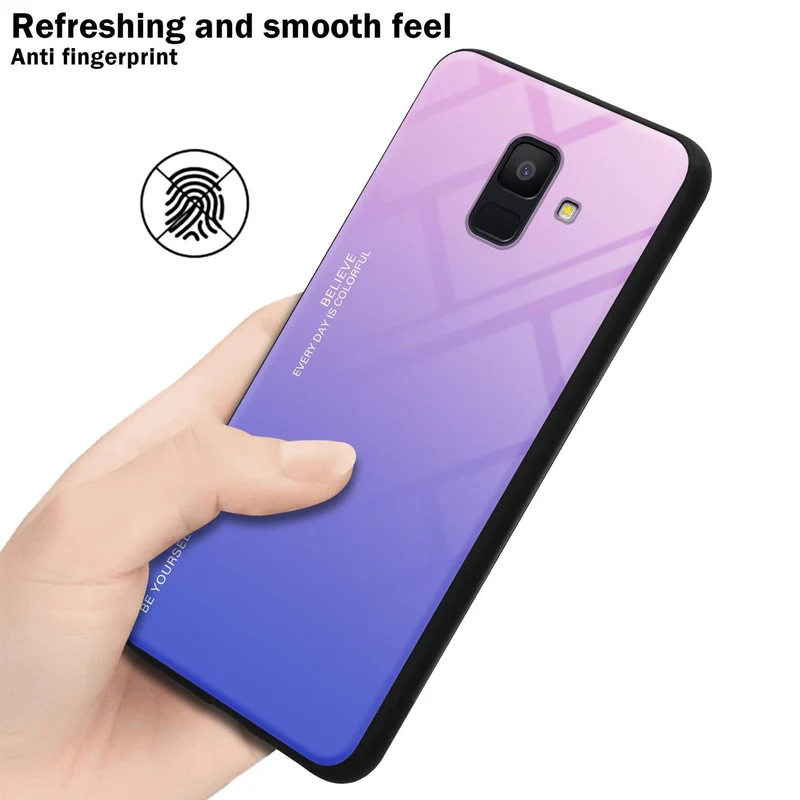 Cadorabo Hülle kompatibel mit Samsung Galaxy A6 2018 Zweifarbige Schutzhülle aus Tempered Glas und TPU Silikon