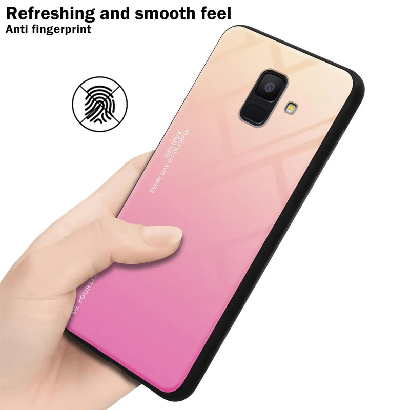Cadorabo Hülle kompatibel mit Samsung Galaxy A6 2018 Zweifarbige Schutzhülle aus Tempered Glas und TPU Silikon