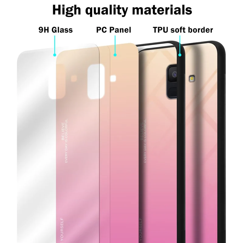 Cadorabo Hülle kompatibel mit Samsung Galaxy A6 2018 Zweifarbige Schutzhülle aus Tempered Glas und TPU Silikon