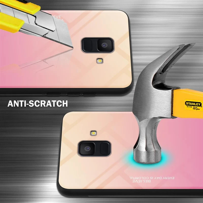Cadorabo Hülle kompatibel mit Samsung Galaxy A6 2018 Zweifarbige Schutzhülle aus Tempered Glas und TPU Silikon