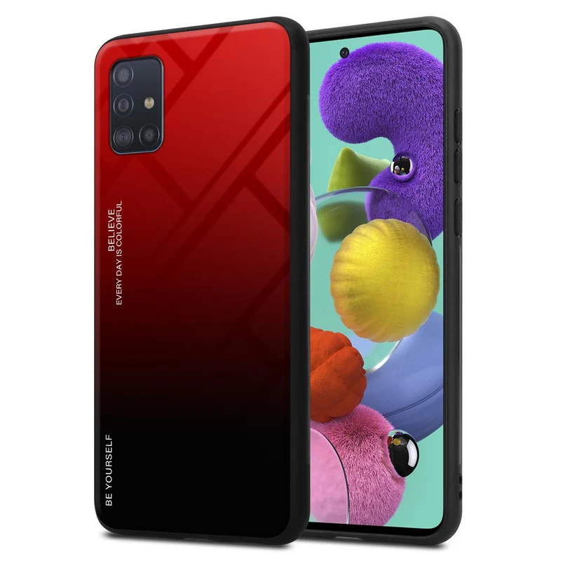 Cadorabo Hülle kompatibel mit Samsung Galaxy A51 4G / M40s Zweifarbige Schutzhülle aus Tempered Glas und TPU Silikon