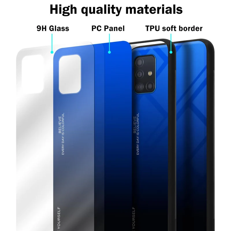 Cadorabo Hülle kompatibel mit Samsung Galaxy A51 4G / M40s Zweifarbige Schutzhülle aus Tempered Glas und TPU Silikon