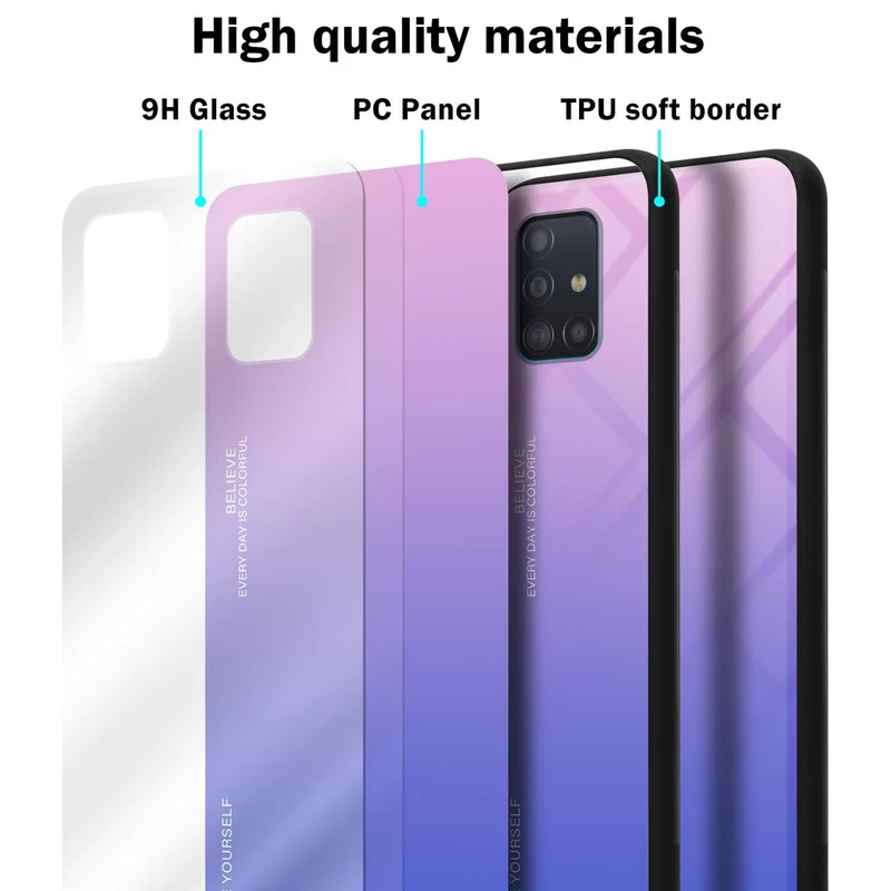 Cadorabo Hülle kompatibel mit Samsung Galaxy A51 4G / M40s Zweifarbige Schutzhülle aus Tempered Glas und TPU Silikon