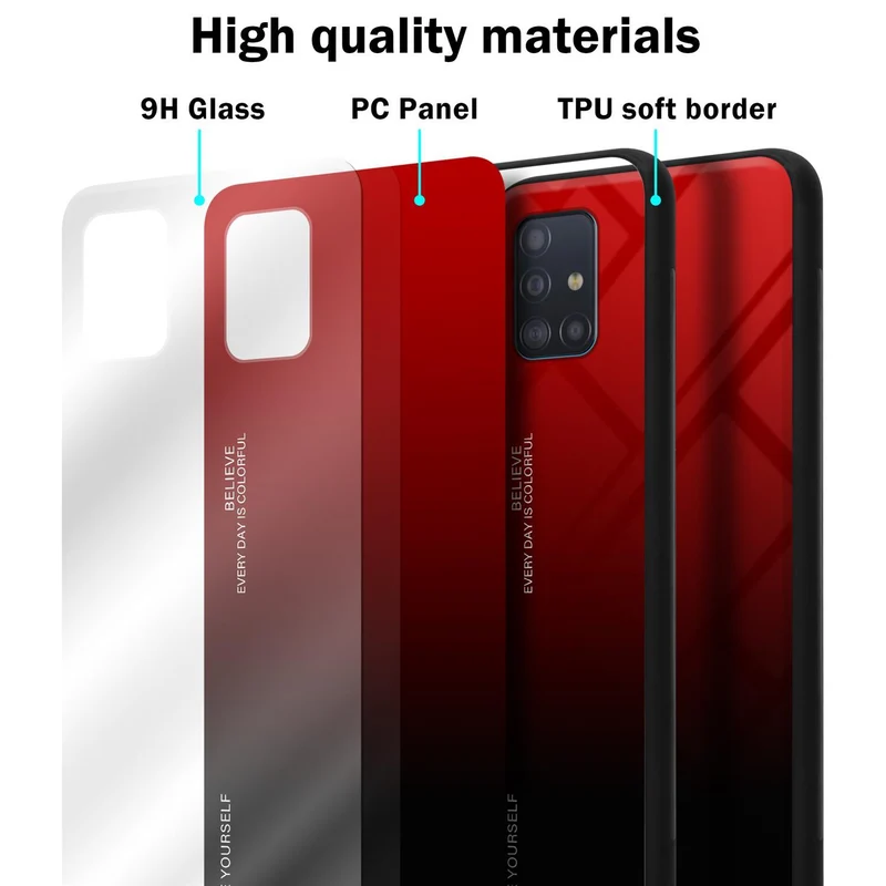 Cadorabo Hülle kompatibel mit Samsung Galaxy A51 4G / M40s Zweifarbige Schutzhülle aus Tempered Glas und TPU Silikon