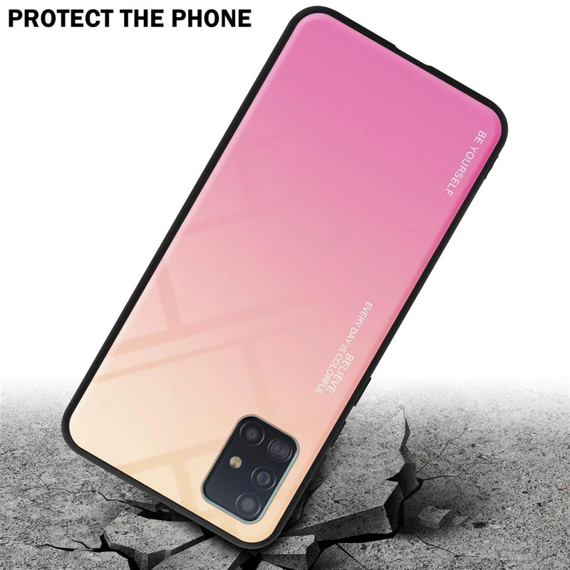 Cadorabo Hülle kompatibel mit Samsung Galaxy A51 4G / M40s Zweifarbige Schutzhülle aus Tempered Glas und TPU Silikon