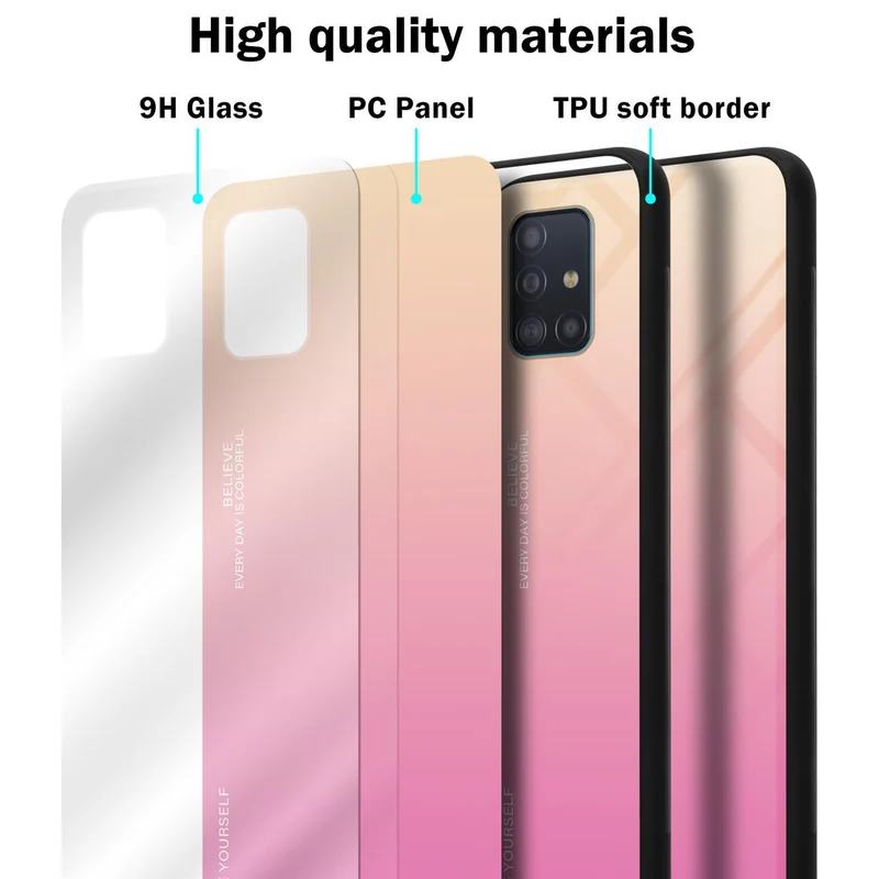 Cadorabo Hülle kompatibel mit Samsung Galaxy A51 4G / M40s Zweifarbige Schutzhülle aus Tempered Glas und TPU Silikon