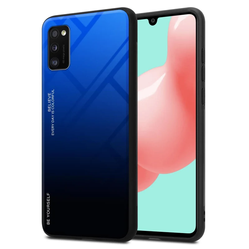Cadorabo Hülle kompatibel mit Samsung Galaxy A41 Zweifarbige Schutzhülle aus Tempered Glas und TPU Silikon