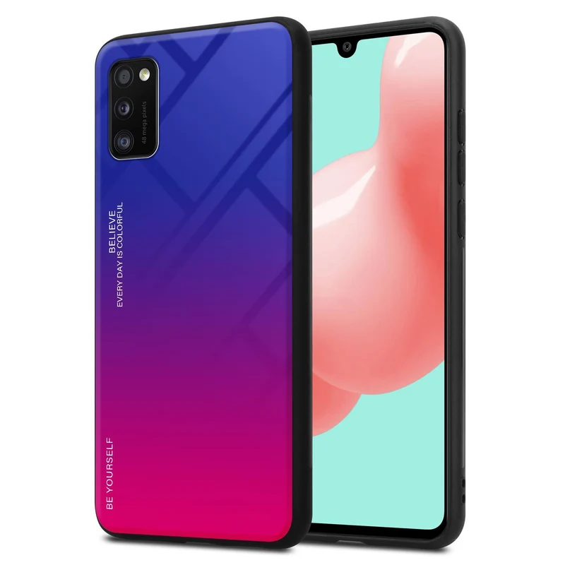 Cadorabo Hülle kompatibel mit Samsung Galaxy A41 Zweifarbige Schutzhülle aus Tempered Glas und TPU Silikon