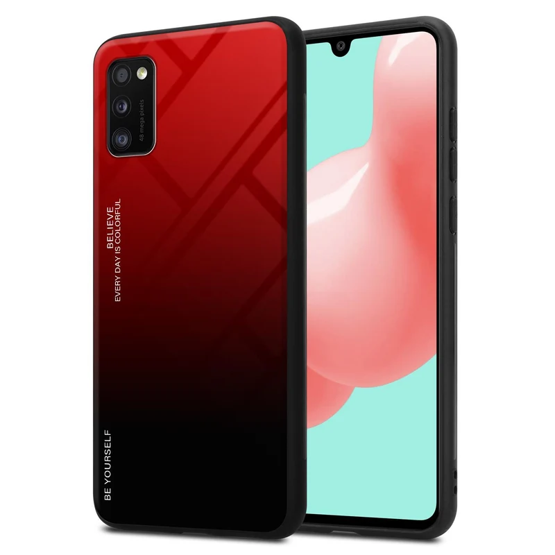 Cadorabo Hülle kompatibel mit Samsung Galaxy A41 Zweifarbige Schutzhülle aus Tempered Glas und TPU Silikon