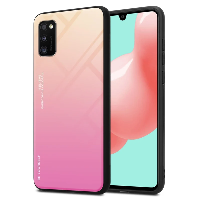 Cadorabo Hülle kompatibel mit Samsung Galaxy A41 Zweifarbige Schutzhülle aus Tempered Glas und TPU Silikon