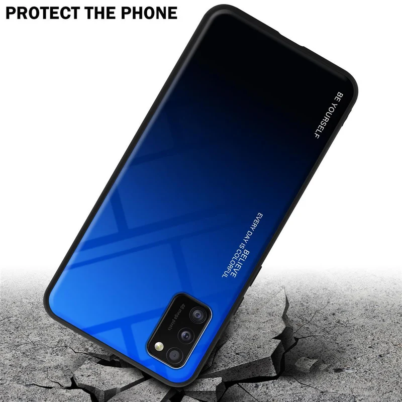 Cadorabo Hülle kompatibel mit Samsung Galaxy A41 Zweifarbige Schutzhülle aus Tempered Glas und TPU Silikon