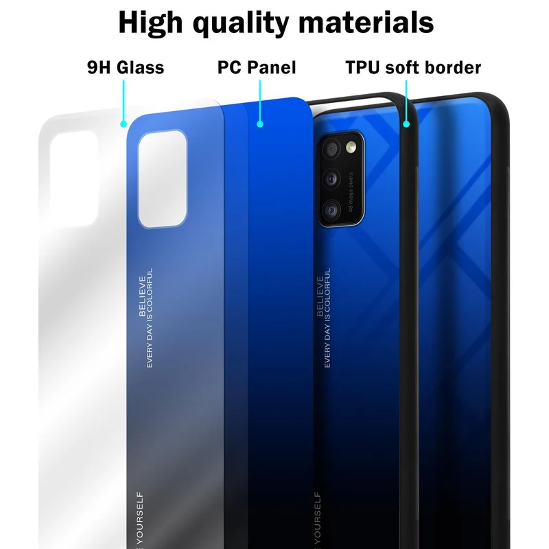 Cadorabo Hülle kompatibel mit Samsung Galaxy A41 Zweifarbige Schutzhülle aus Tempered Glas und TPU Silikon