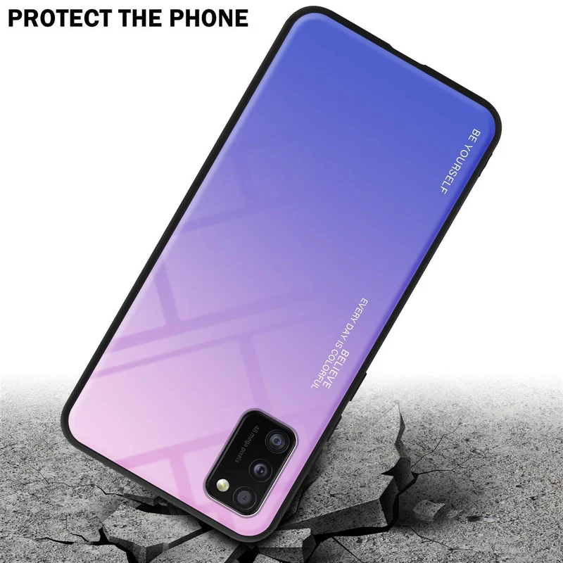 Cadorabo Hülle kompatibel mit Samsung Galaxy A41 Zweifarbige Schutzhülle aus Tempered Glas und TPU Silikon
