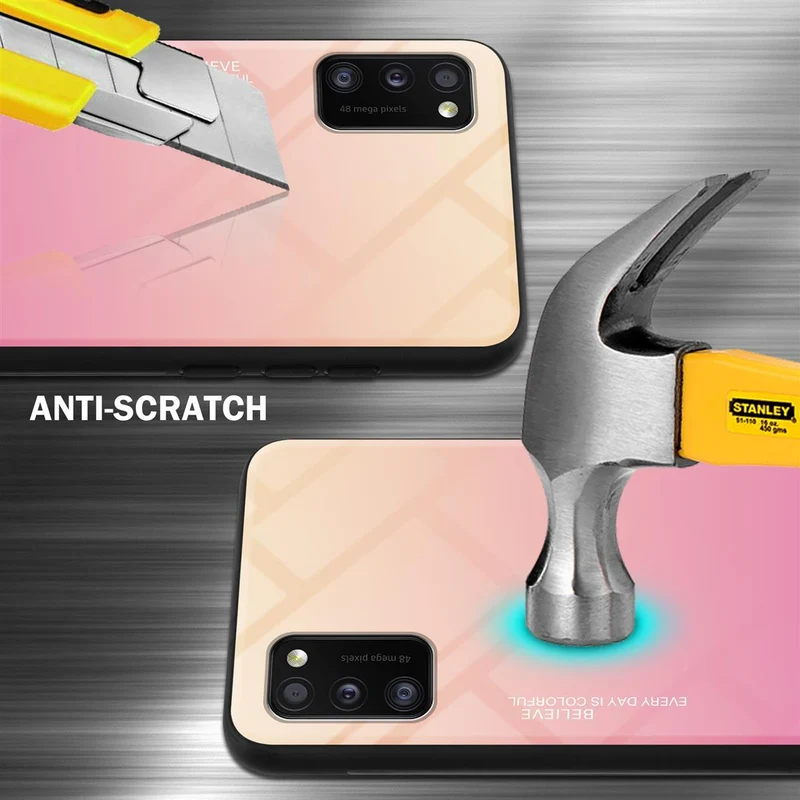 Cadorabo Hülle kompatibel mit Samsung Galaxy A41 Zweifarbige Schutzhülle aus Tempered Glas und TPU Silikon