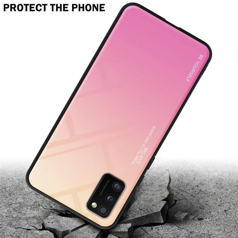 Cadorabo Hülle kompatibel mit Samsung Galaxy A41 Zweifarbige Schutzhülle aus Tempered Glas und TPU Silikon