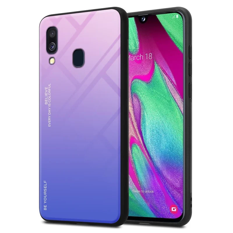Cadorabo Hülle kompatibel mit Samsung Galaxy A40 Zweifarbige Schutzhülle aus Tempered Glas und TPU Silikon