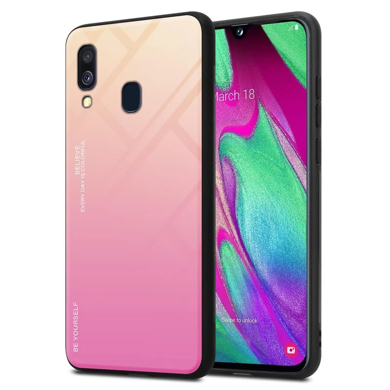 Cadorabo Hülle kompatibel mit Samsung Galaxy A40 Zweifarbige Schutzhülle aus Tempered Glas und TPU Silikon