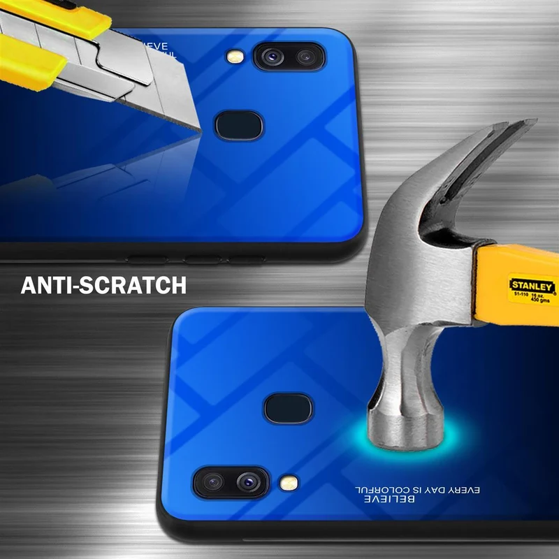 Cadorabo Hülle kompatibel mit Samsung Galaxy A40 Zweifarbige Schutzhülle aus Tempered Glas und TPU Silikon
