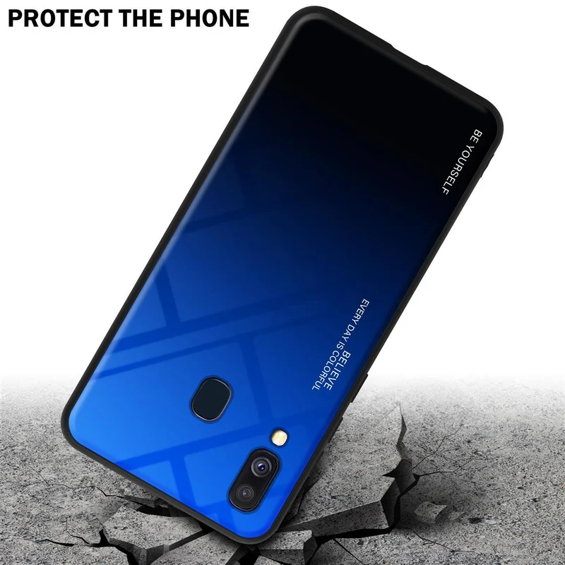 Cadorabo Hülle kompatibel mit Samsung Galaxy A40 Zweifarbige Schutzhülle aus Tempered Glas und TPU Silikon