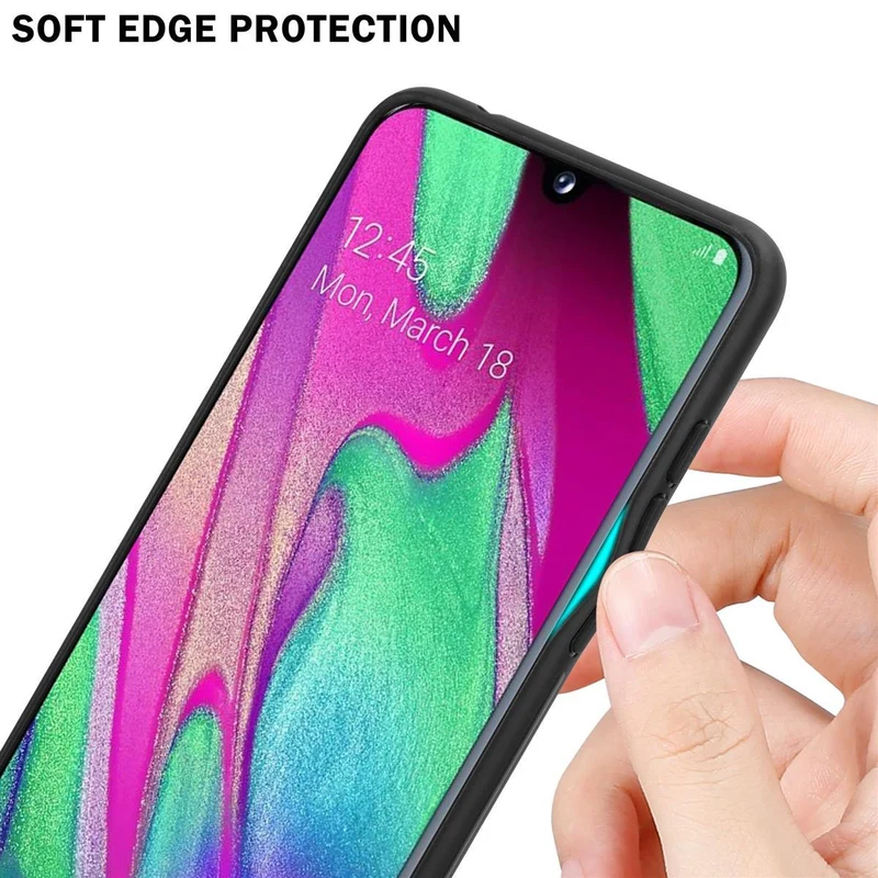 Cadorabo Hülle kompatibel mit Samsung Galaxy A40 Zweifarbige Schutzhülle aus Tempered Glas und TPU Silikon