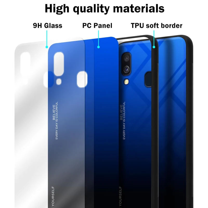 Cadorabo Hülle kompatibel mit Samsung Galaxy A40 Zweifarbige Schutzhülle aus Tempered Glas und TPU Silikon