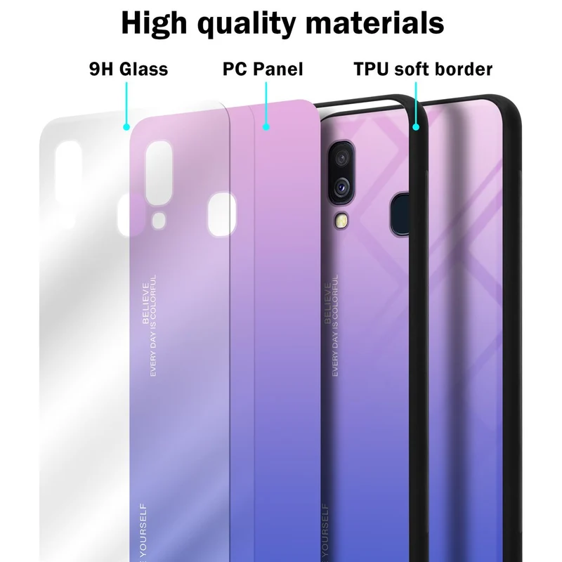 Cadorabo Hülle kompatibel mit Samsung Galaxy A40 Zweifarbige Schutzhülle aus Tempered Glas und TPU Silikon