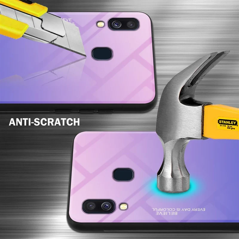 Cadorabo Hülle kompatibel mit Samsung Galaxy A40 Zweifarbige Schutzhülle aus Tempered Glas und TPU Silikon