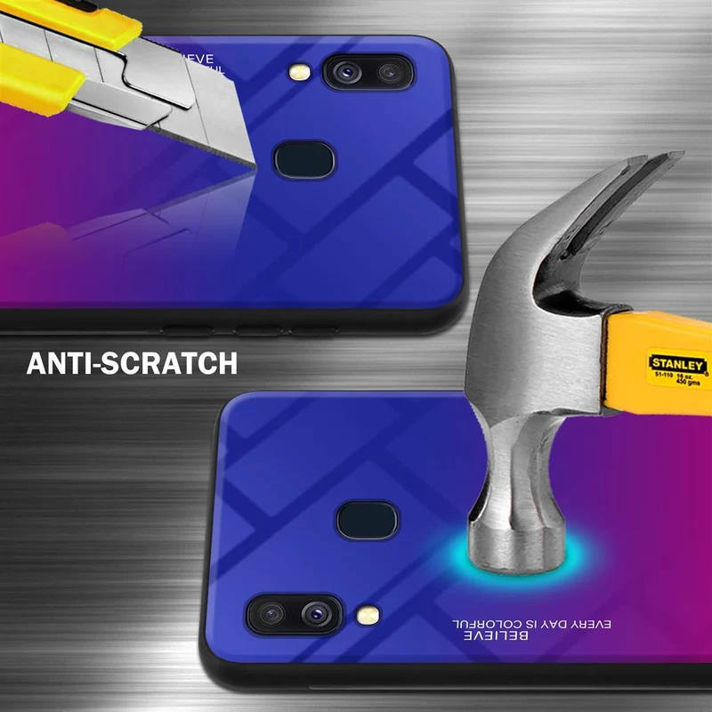 Cadorabo Hülle kompatibel mit Samsung Galaxy A40 Zweifarbige Schutzhülle aus Tempered Glas und TPU Silikon