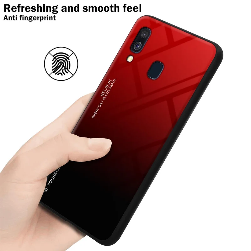 Cadorabo Hülle kompatibel mit Samsung Galaxy A40 Zweifarbige Schutzhülle aus Tempered Glas und TPU Silikon